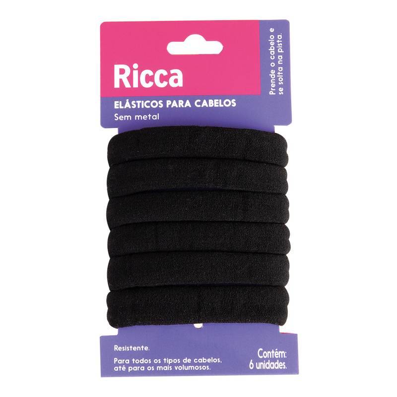 ELASTICO GROSSO BLACK C/  6 UN - RICCA