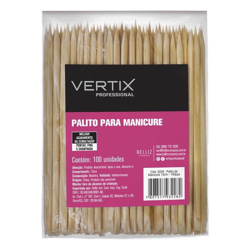 PALITO MANICURE 13CM C/ 100UN - VERTIX