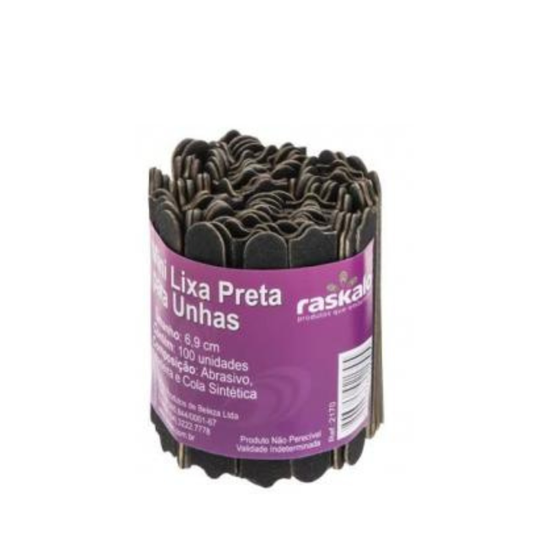 MINI LIXA PRETA 6,9 CM C/100 UN - RASKALO