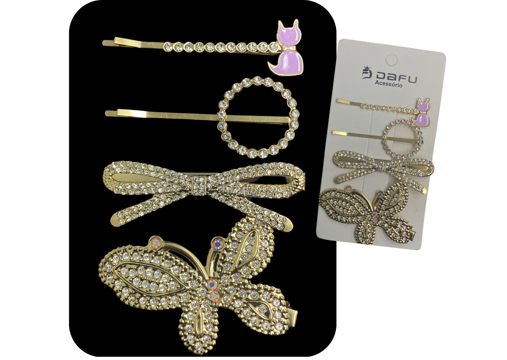 DAFU - CARTELA C/ 4 PRESILHAS DECORADA (D...